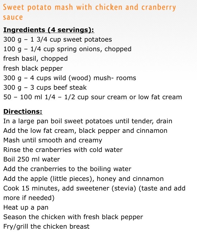Sweet Potato Mash With Chicken And Cranberry Sauce 