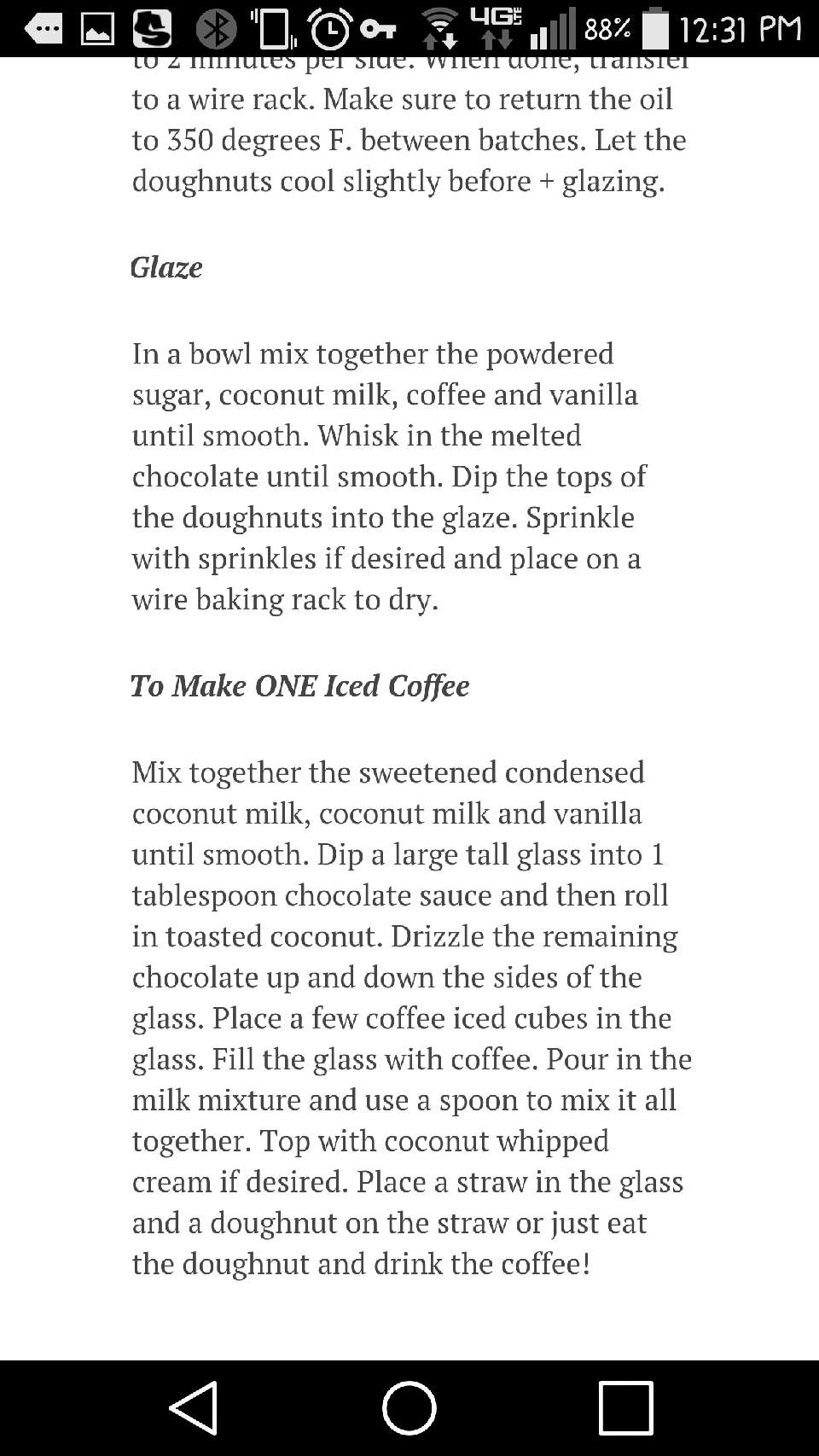 Coconut Iced Coffee with Mini Chocolate Glazed Chocolate Donuts!