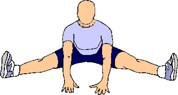 example of straddle stretch. straighten back and aim belly button to ground.