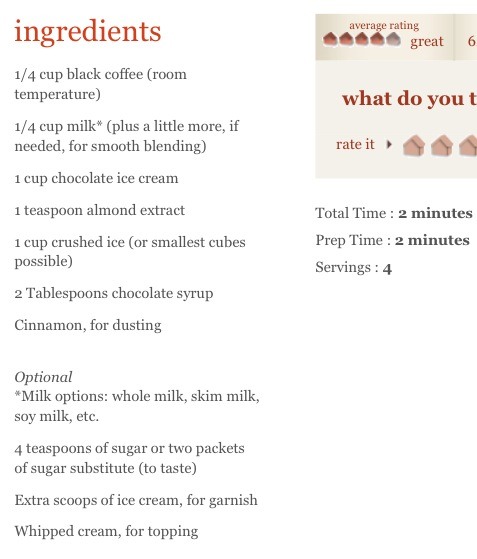 Chocolate Almond Coffee Frappe 