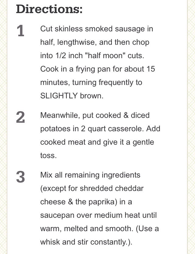 " Cheese Potato & Smoked Sausage Casserole" 😋