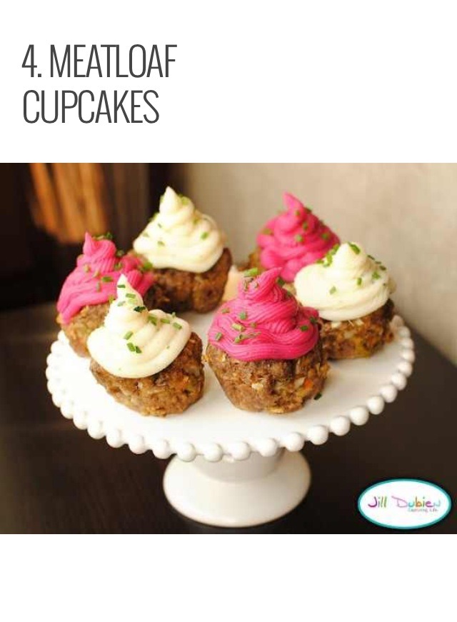 How preety is that pink frosting? It is made UFO mashed potatoes and the cupcakes are meatloaf. 