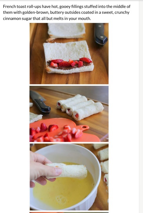 Stuffed French Toast Roll Ups