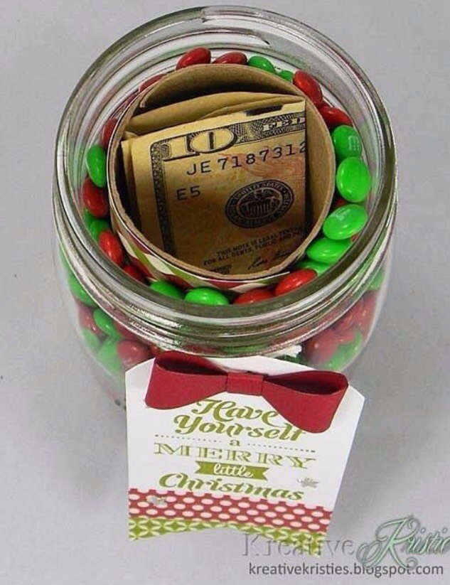 they may think it's just m&ms but put a paper towel roll in the middle and add cash or gift cards!