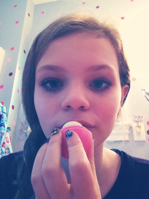 I always use my EOS lip balm to finish off my look