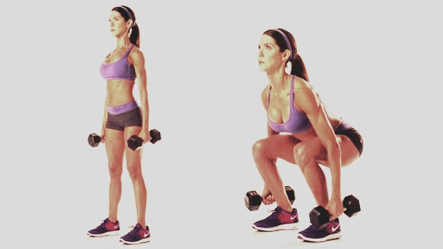2 sets of 25 squats with weights (I usually take 10 pd weights) 