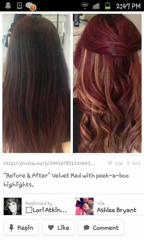velvet red with peek a boo highlights 👌