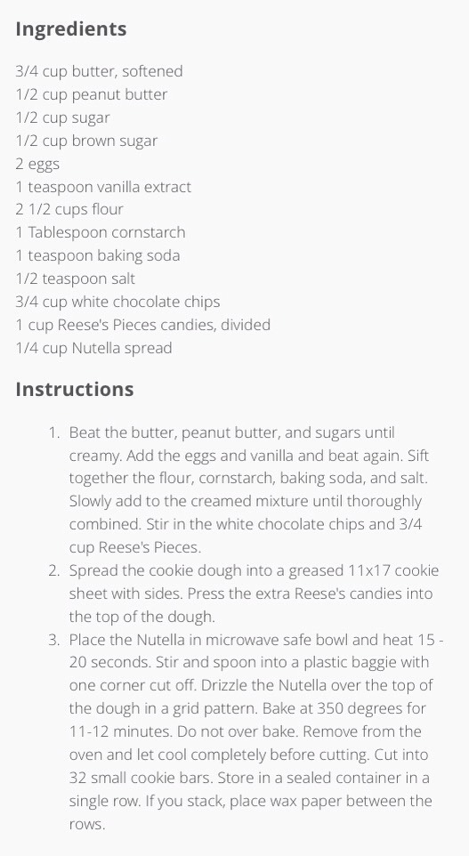 ✨Peanut Butter Nutella Cookie Bars✨