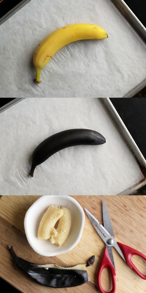 6. "Ripen" bananas in the oven for baking.