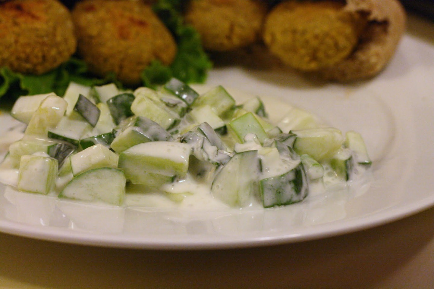 20. Greek Cucumber Salad: Mix red onion slices, chopped cucumber, kalamata olive halves, dill and feta. Dress with olive oil and lemon juice; season with salt and pepper.