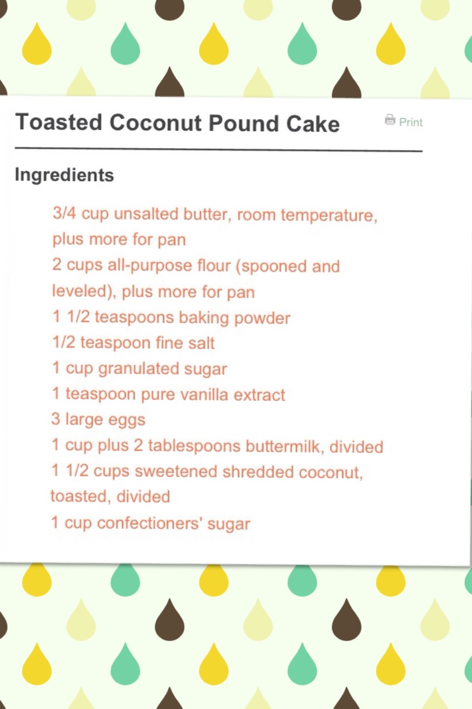 Toasted Coconut Pound Cake