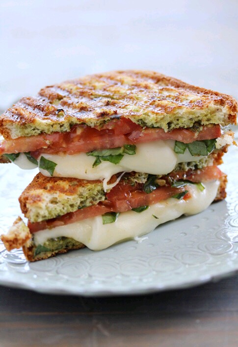 Grilled tomato mozzarella cheese pesto Lettuce, wheat or nut bread