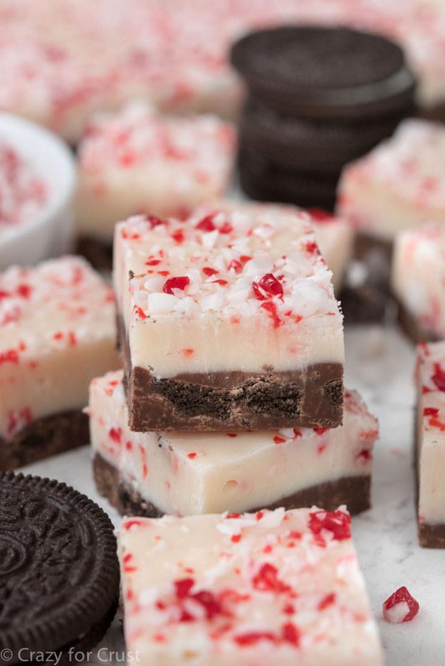 2. Oreo Peppermint Bark Fudge

http://www.crazyforcrust.com/2015/12/oreo-peppermint-bark-fudge/