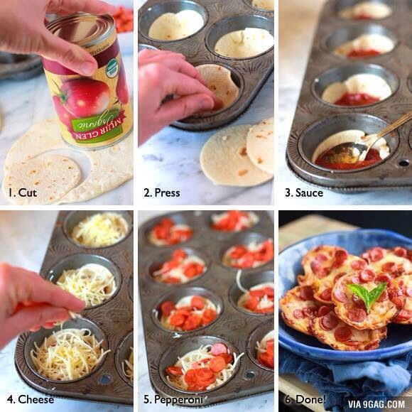 Pizza in a muffin pan. π