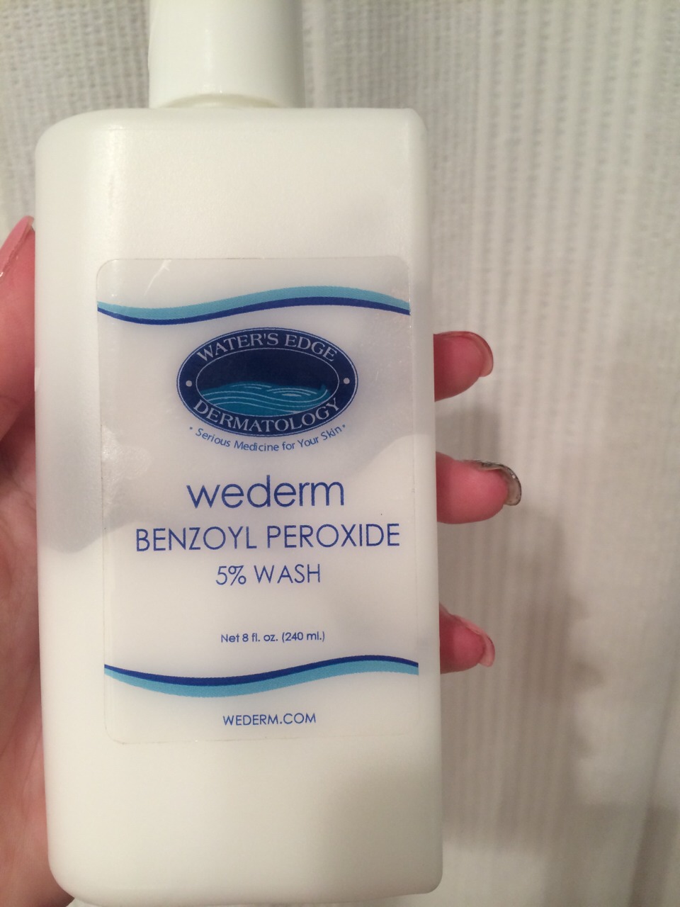 Next , wash your face again with an acne cleanser . Preferably one containing benzoyl peroxide or salicylic acid . I use the one above . You can purchase this from a local dermatologist . 