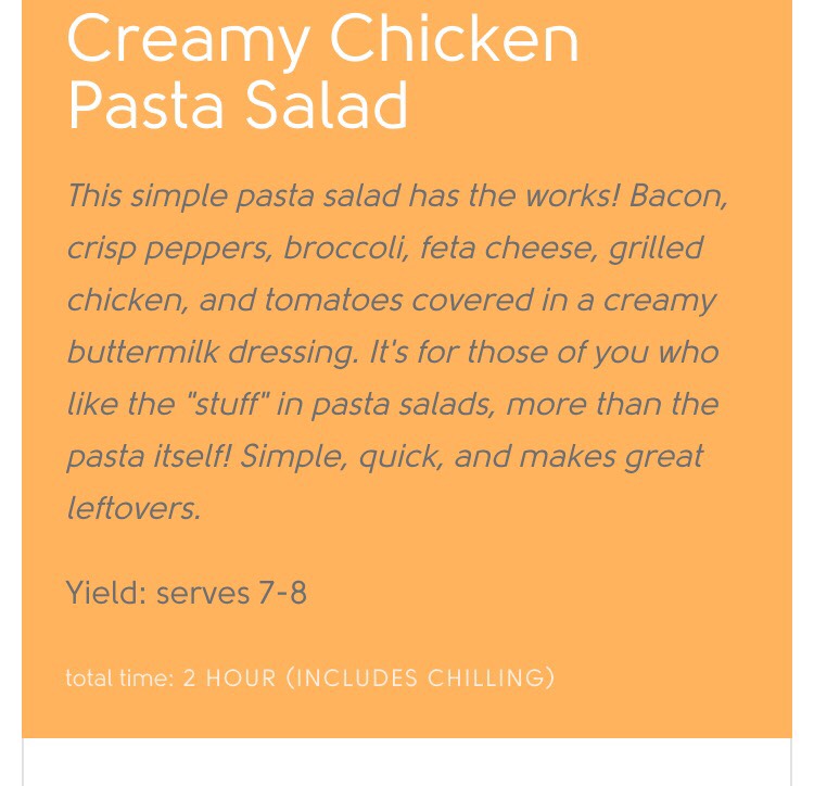 Creamy Chicken Pasta Salad!