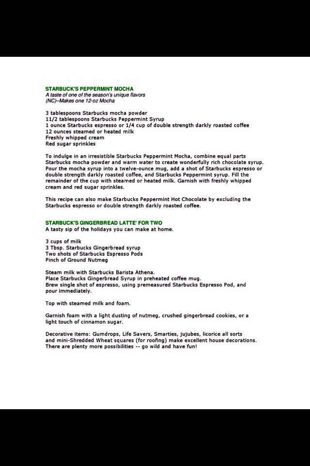 DIY Starbucks Recipes!!!! 