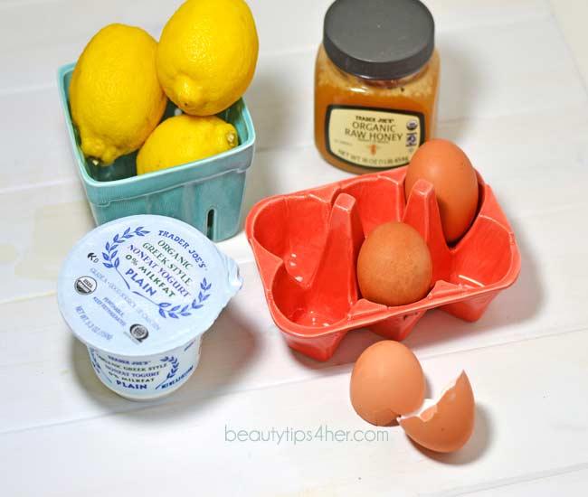 things you need"
4 tsp lemon juice
3 tsp yogurt
4 tbsp honey
1 egg white