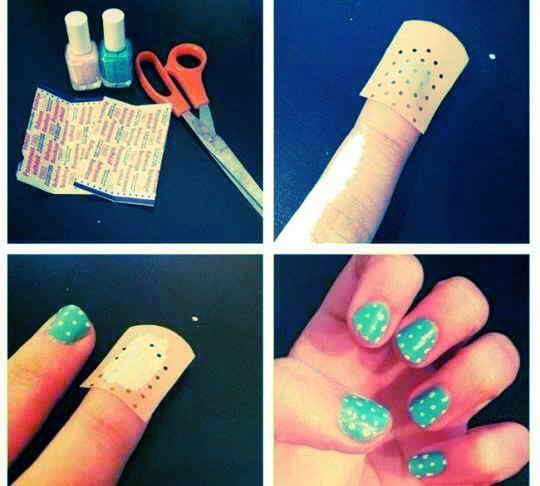 Have a great nail design using a band-aid.