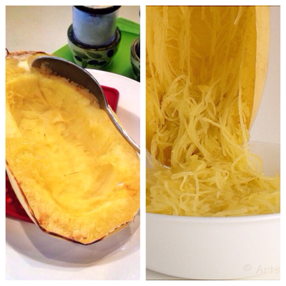 -> Spoon the "spaghetti" into a bowl.
Be careful, its hot!