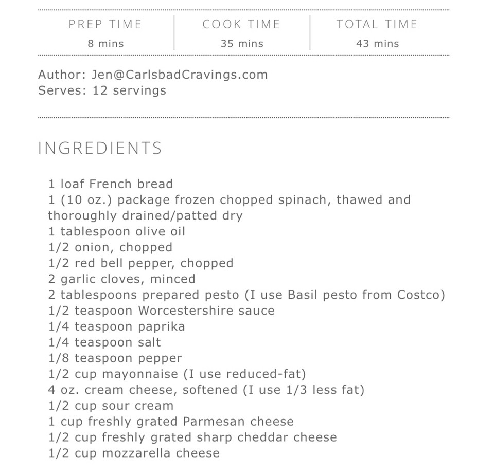 Spinach Dip Stuffed French Bread 