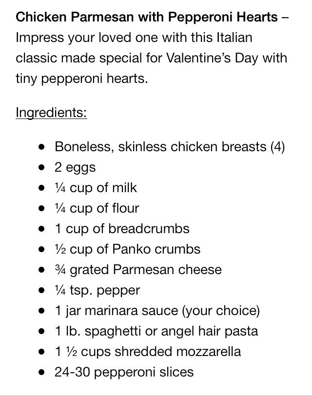 Chicken Parmesan With Pepperoni Hearts