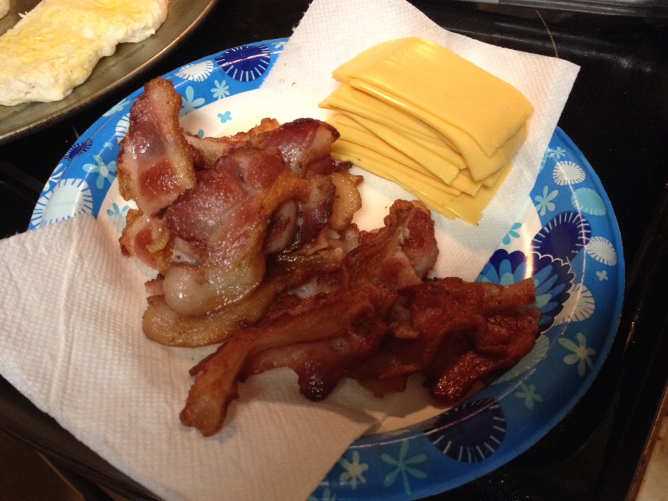 BBB "Bacon Biscuit Burgers" (with cheese)