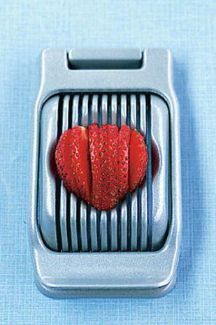 Slice strawberries or mozzarella with an egg slicer.