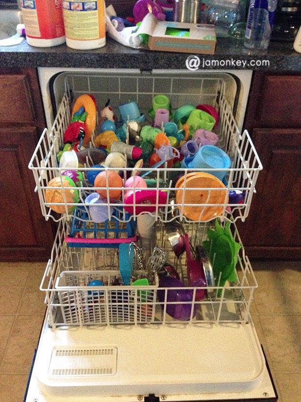 ...or using the dishwasher to clean waterproof toys (just make sure to turn it on low or turn the heat setting off!)