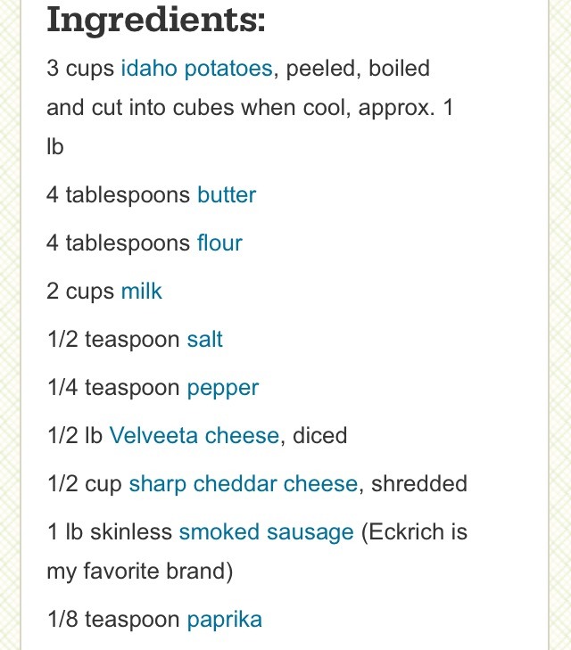 " Cheese Potato & Smoked Sausage Casserole" 😋