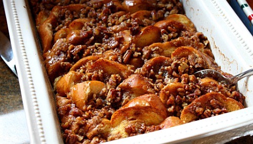 Pecan praline baked French toast 