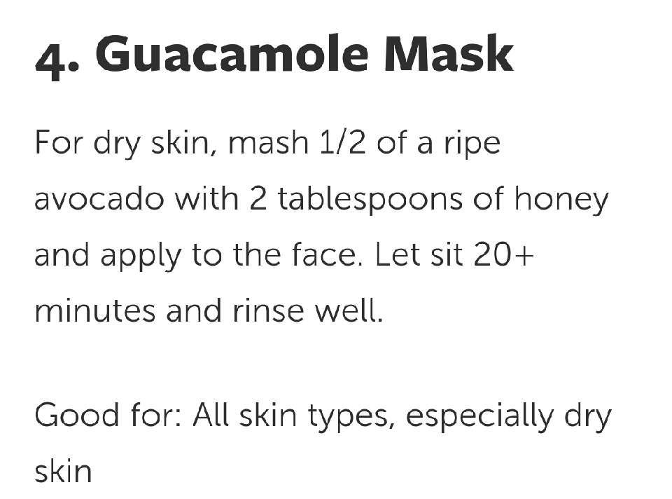 Simple Facial Masks Using Food
#springforward