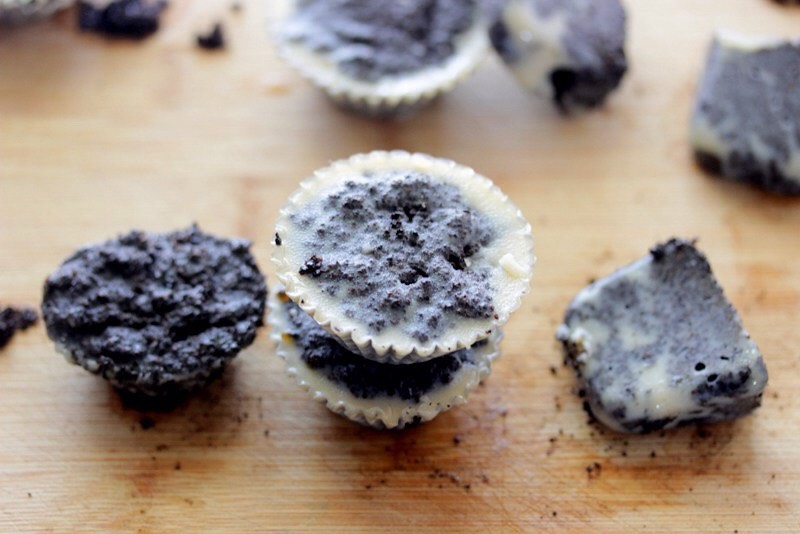 Once you stir in the essential oils you can use little muffin tins (use 2-it can get a little oily) or an ice cube tray. Place the scrub into the molds + put in the freezer; let it set. Once firm pop out of the tray + store in a plastic bag or an air tight container.