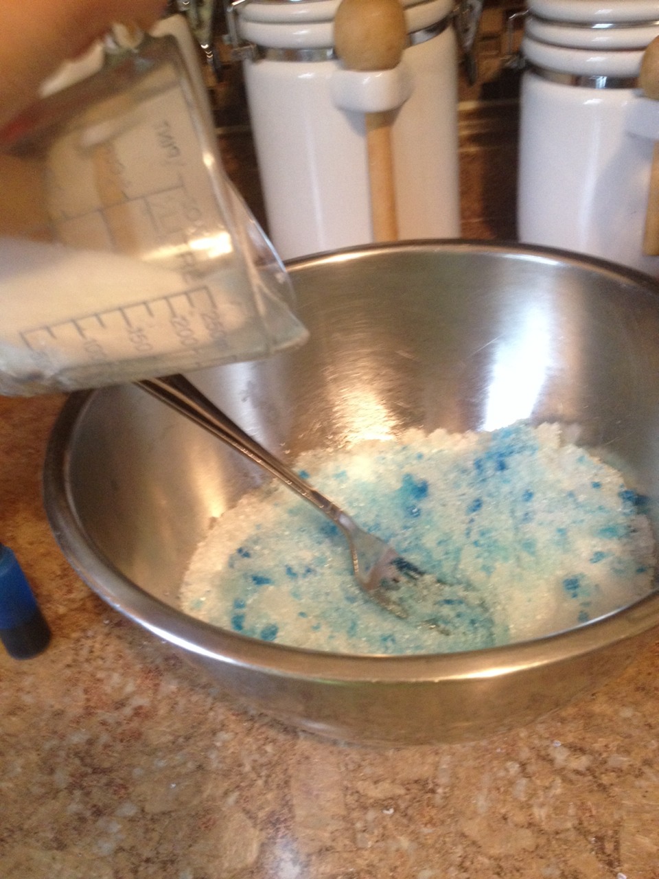 Pour 1/4 of a cup of sea salt into the mixture (this will make the water softer)