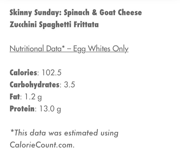 Spinach & Goat Cheese Zucchini Spaghetti Frittata Recipe- under 200 Calories!! 