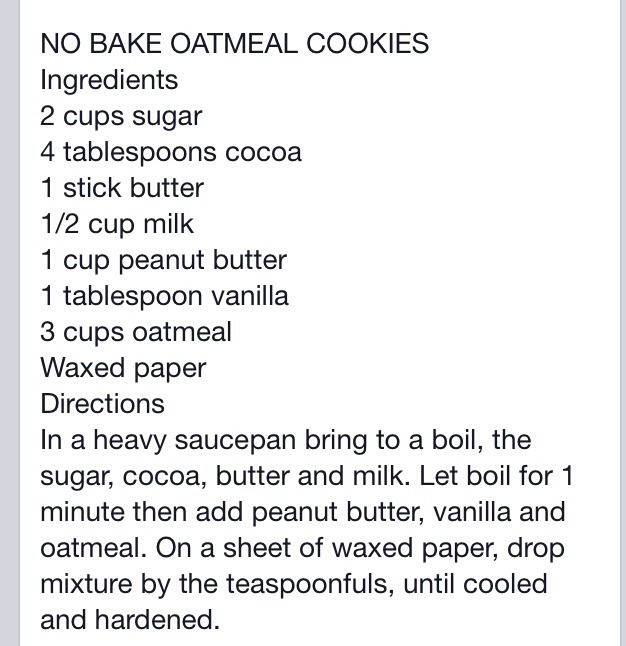 No Bake Oatmeal Cookies.