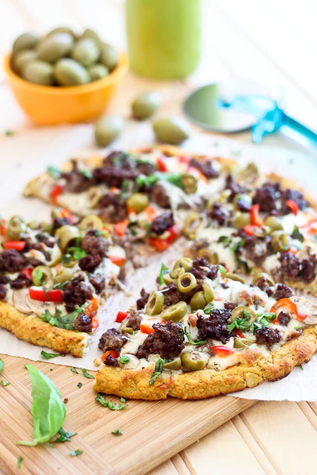 11. Meat-Olive Make Meatball Pizza add 2 crumbled raw Italian sausages and 1/3 cup chopped Kalamata olives with the mozzarella.