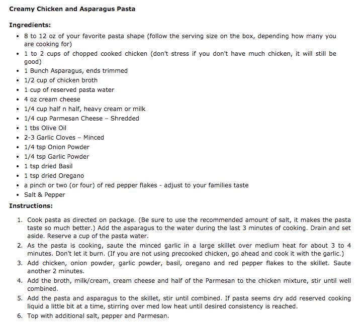 Creamy Chicken & Asparagus Pasta. Simple, Fast, Good. #tipIt