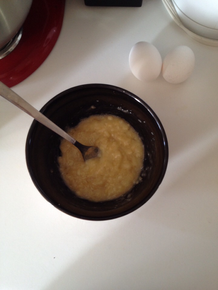 Mash banana as much as possible. No big lumps