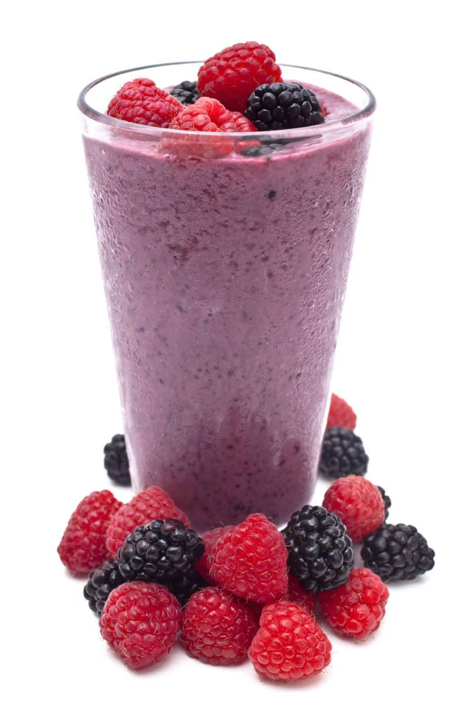 VERY BERRY SMOOTHIE: fresh or frozen: 5 strawberries, 8 raspberries, 4 blackberries, 8 blueberries, 4 tablespoons cranberry juice, 1 scoop frozen yogurt.