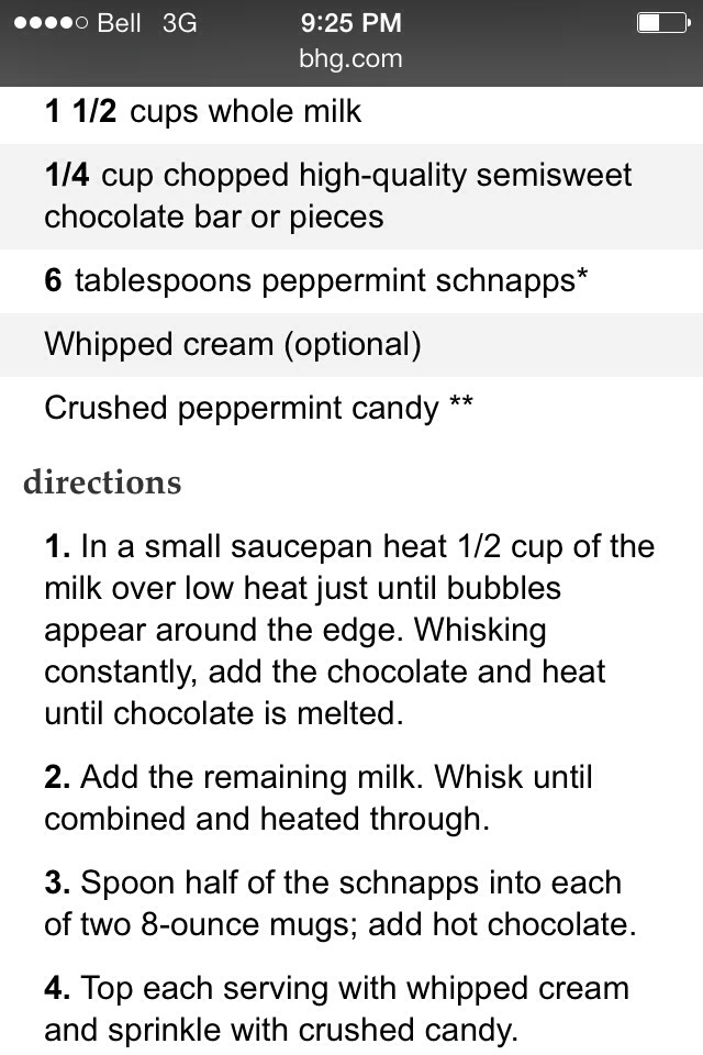Peppermint Hot Chocolate (Alcoholic)