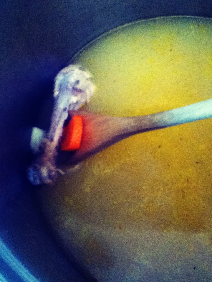 Adding the bones give more flavour. My father taught me that with his ham bone soup.