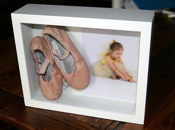 You can also frame your kid’s shoes with a photo of him or her wearing them.