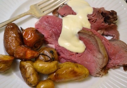 Perfect Prime Rib with Horseradish Hollandaise

For a special dinner, try this easy prime rib with horseradish-spiked hollandaise. Smply omit the flour, or use a gluten-free variety, like quinoa or brown rice, to coat the roast before cooking. 