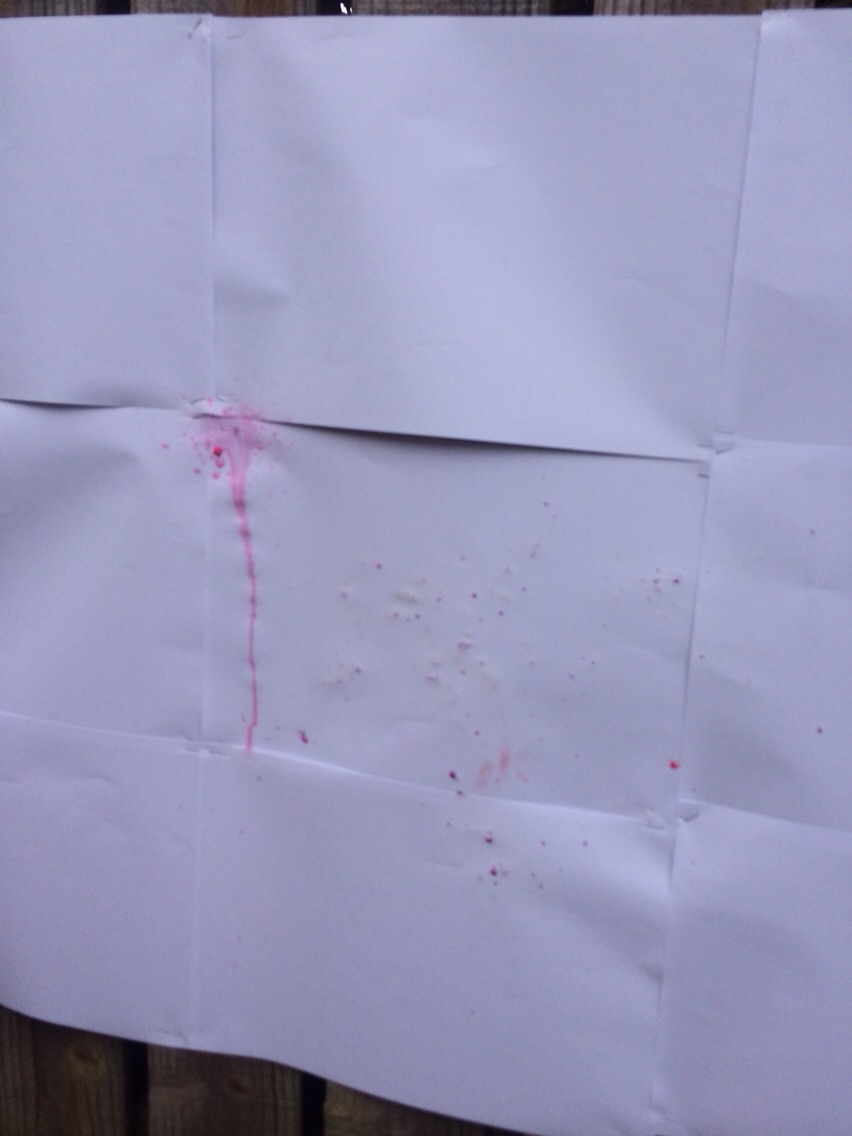 Fill a spray bottle with some paint with a little water or homemade watery paint