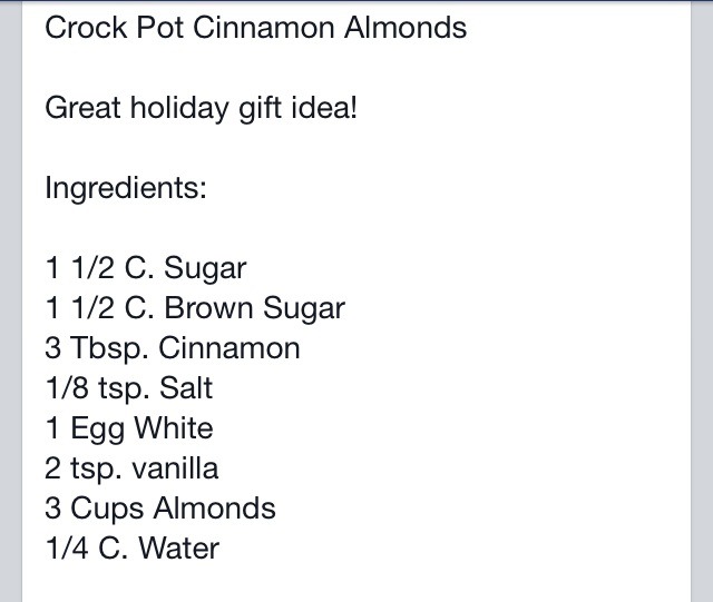 Crockpot Cinnamon Almonds!