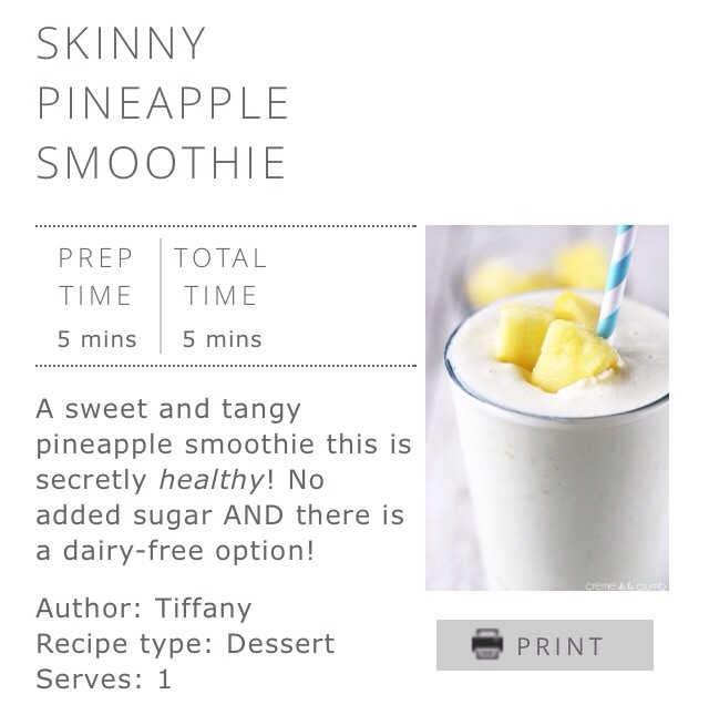Skinny Pineapple Smoothie π