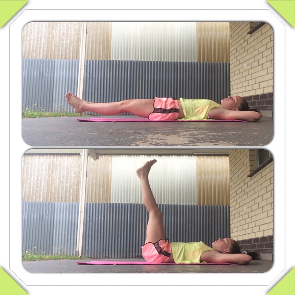 Raise your legs up and then slowly down. Hold for 5 secs and repeat 30x (or, if it doesn't burn, until it does)