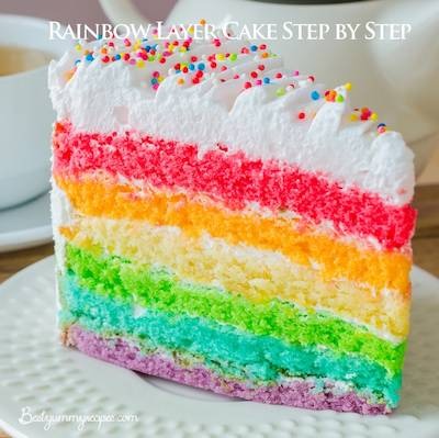 Rainbow Layer Cake Step by Step