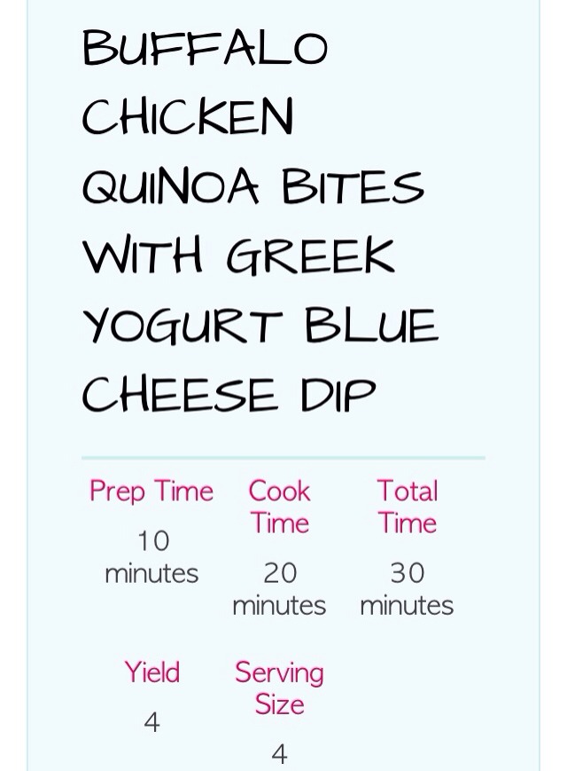 Buffalo Chicken Quinoa Bites with Greek Yogurt Blue Cheese Dip 👌👌👌